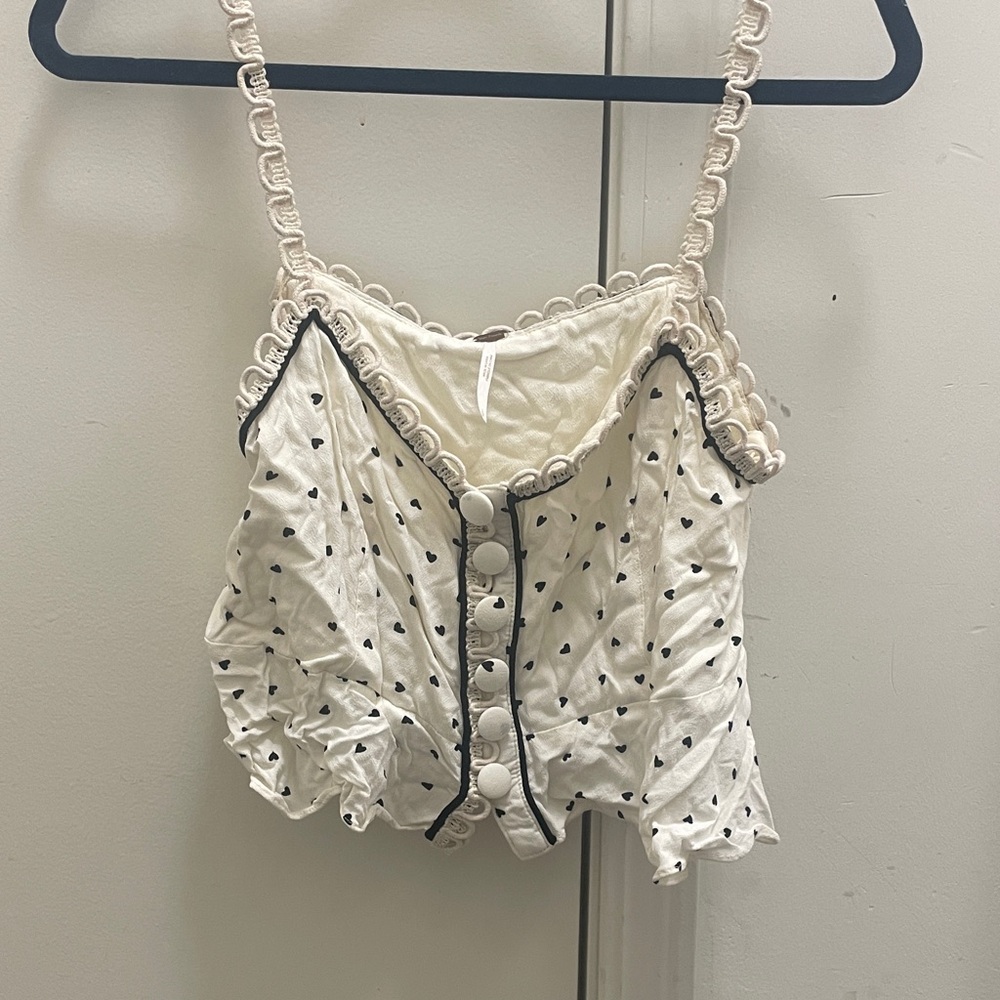 Free People Cream Polka Dot Women's Blouse